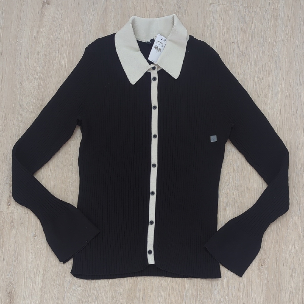 Express Black and Cream Cardigan Sweater